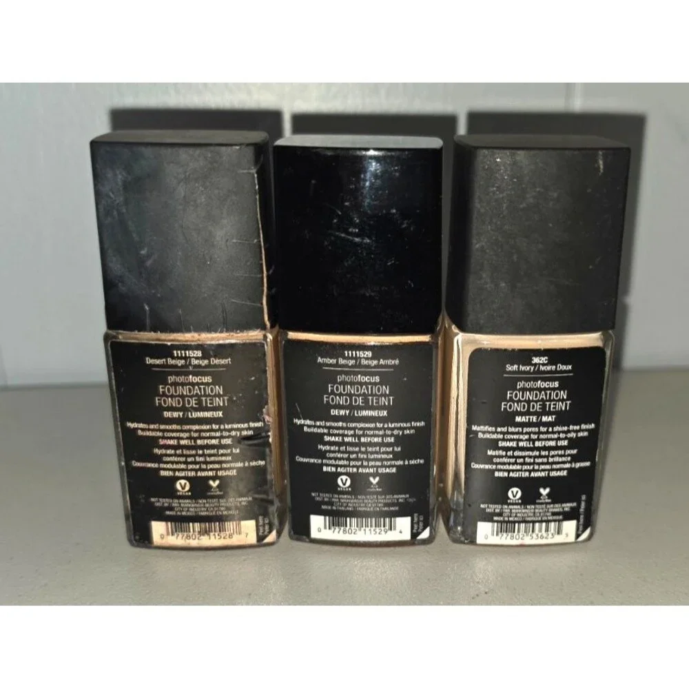 Lot of 3 Wet Wild Foundation Soft Ivory Amber Beige Desert Beige NEW PHOTOFOCUS